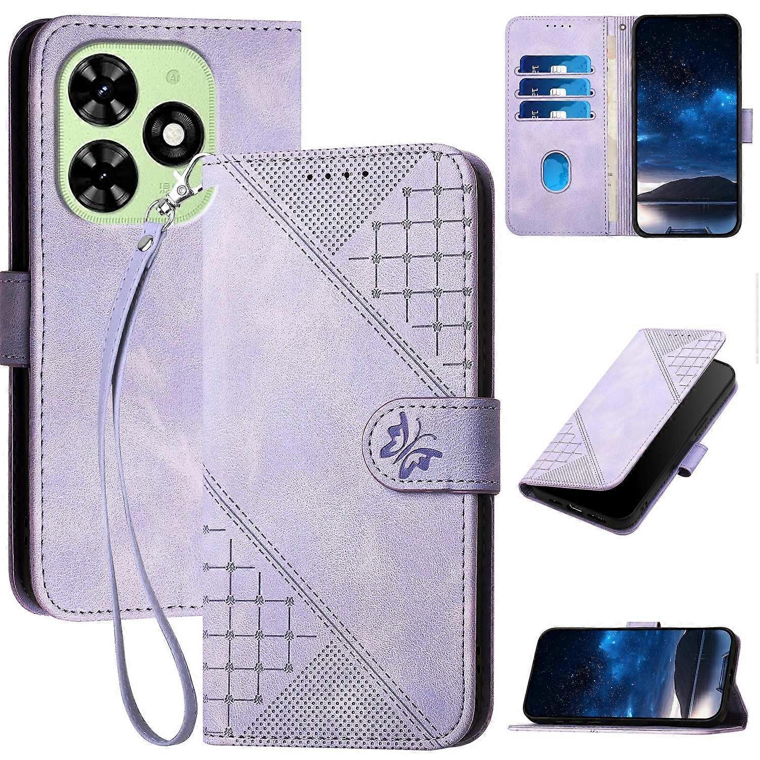 Grid Butterfly PU Case For Tecno Spark Go 2024 4G