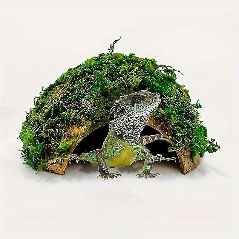 Tropical Style Reptile Hideout Shelter - Straw-Made Amphibian Landscape for Climbing & Sunbathing - Lizard Breeding Box with Dry Mossc p