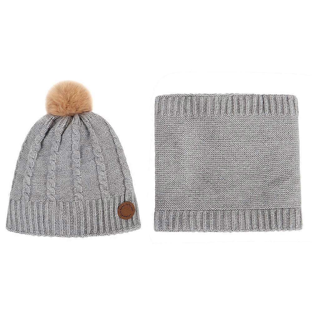 Kids Slouchy Knitted Hat Scarf Set with Durable Classic Twist Pattern Breathable Design for Child Winter Fall Head Neck