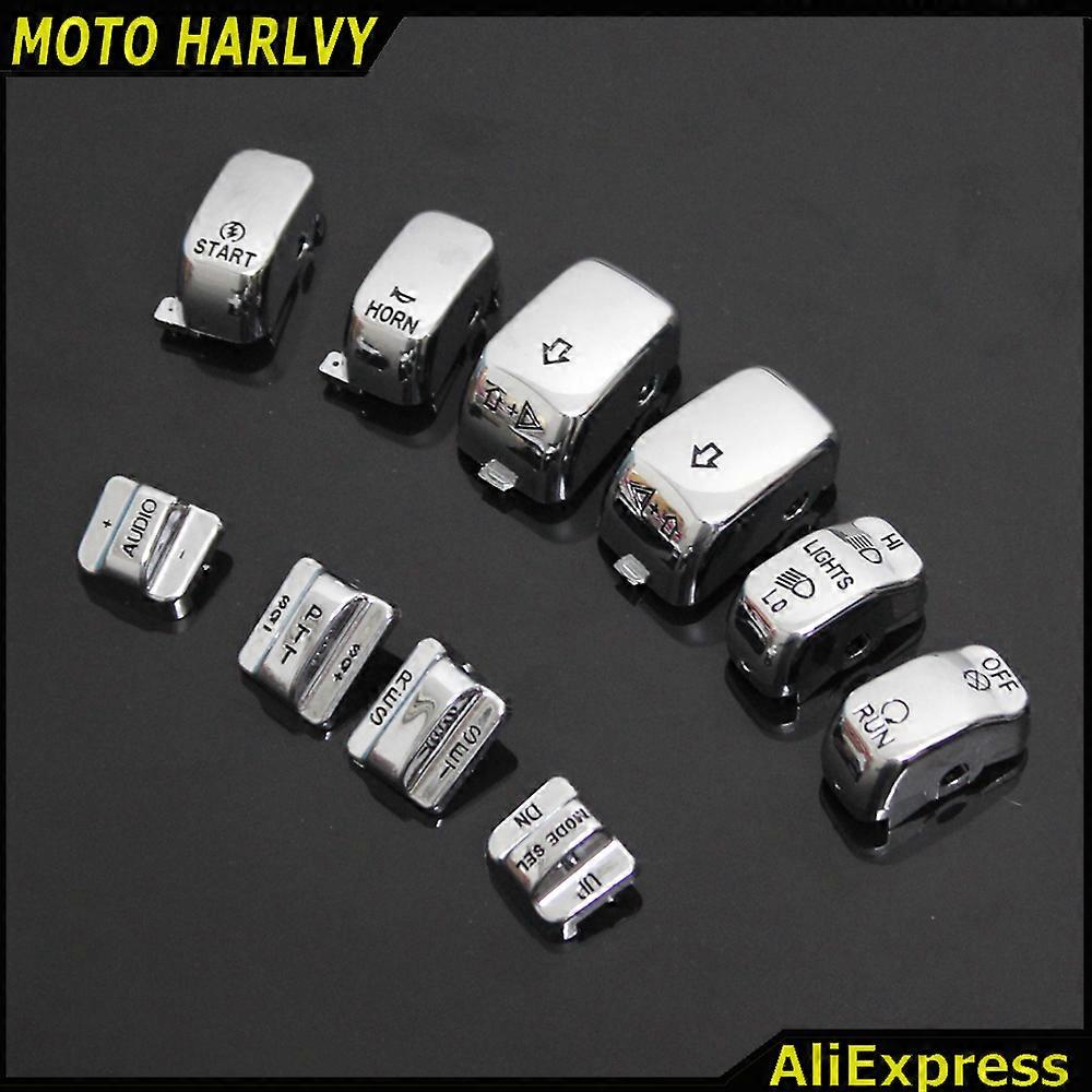 Chrome Carved Hand Control Switch Case Buttons Caps For Touring Models New