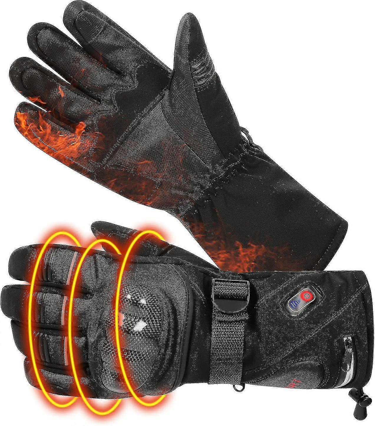 Gants chauffants avec protection contre les articulations Peau chaude Cuir à écran tactile Gants de moto Gants rechargeables Équitation pour hommes et femmes