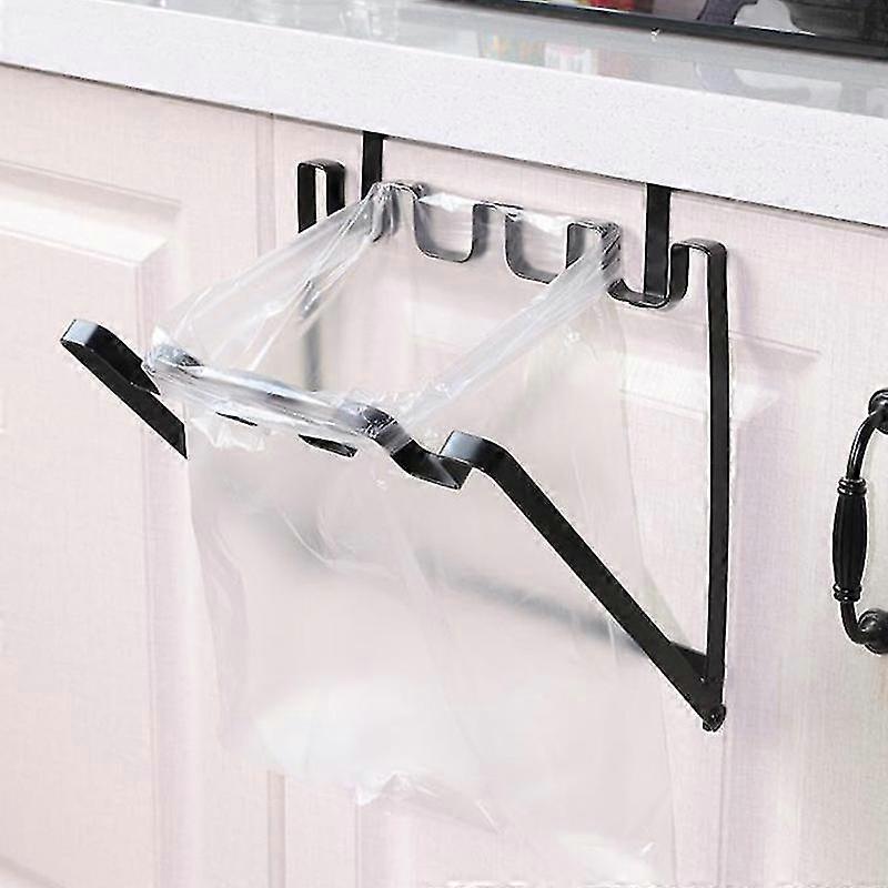 Multi-function Iron Art Cupboard Door Type Folding Kitchen Garbage Bag Hanger Storage Rack Lron Frame