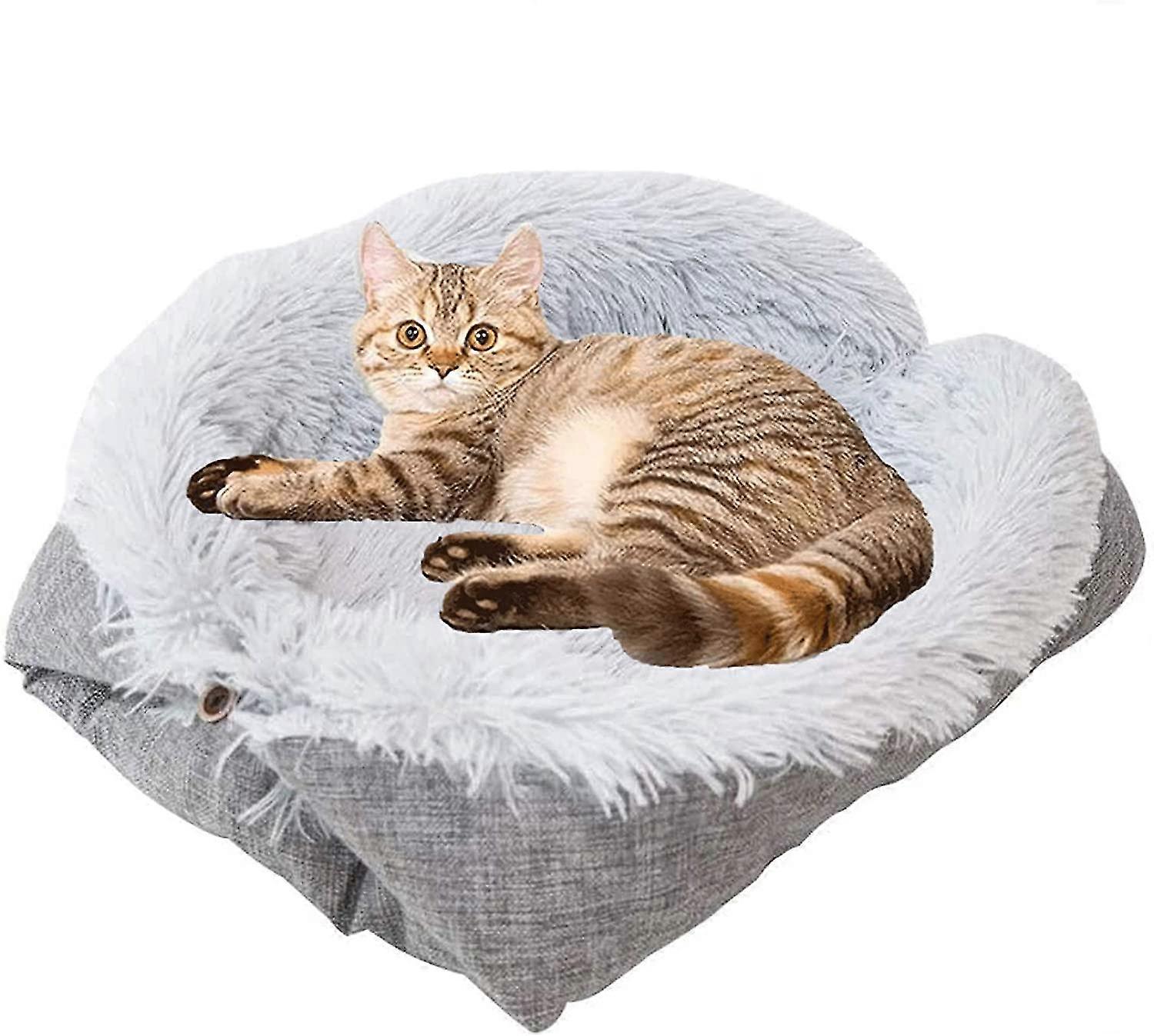 Cat Cushion Bed Super Soft Self-warming Dog Bed Foldable Convertible Self Heating Plush Ca