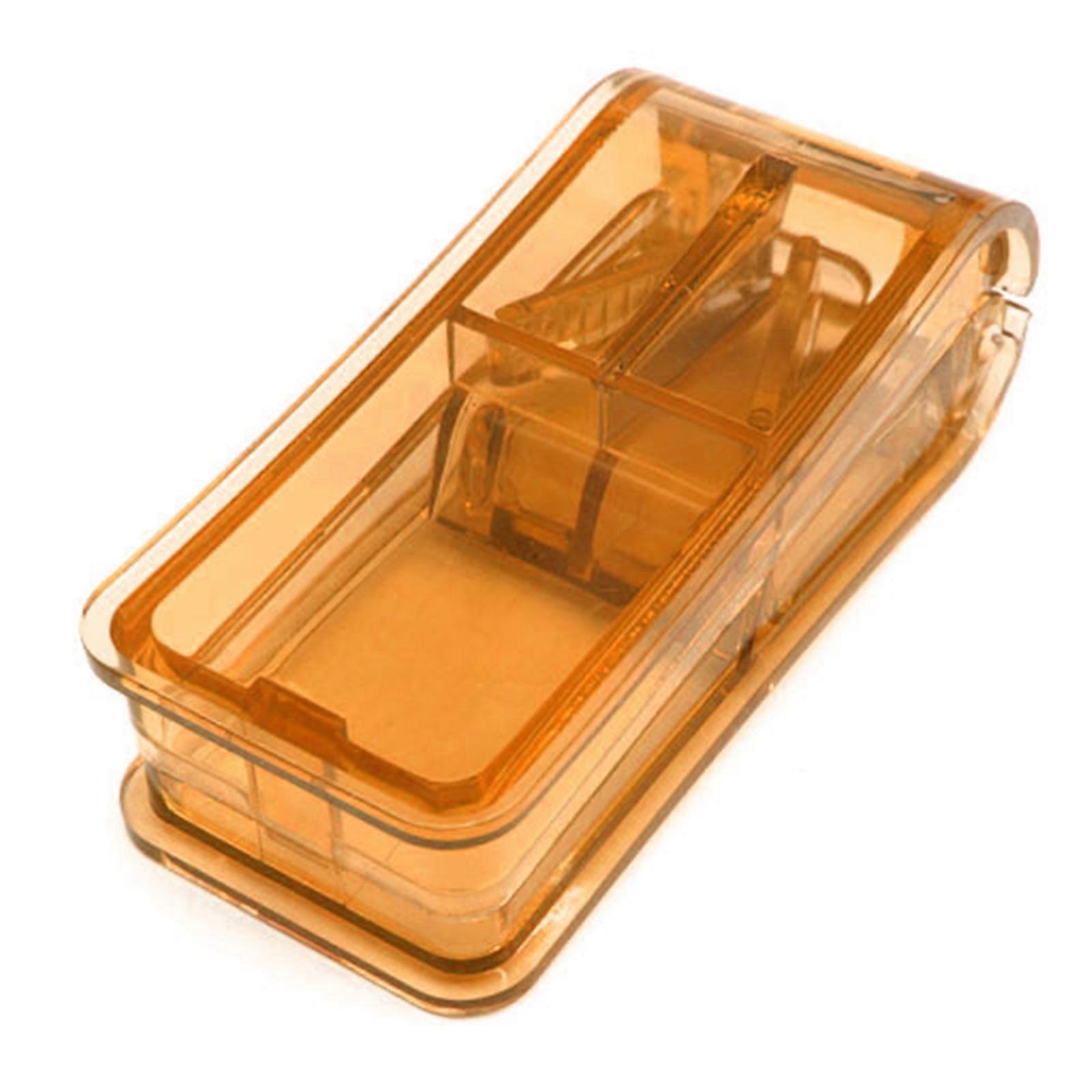 Tablet Cutter with Stainless Steel Blades and Blade Guard for Small Large Tablet Vitamins Brown