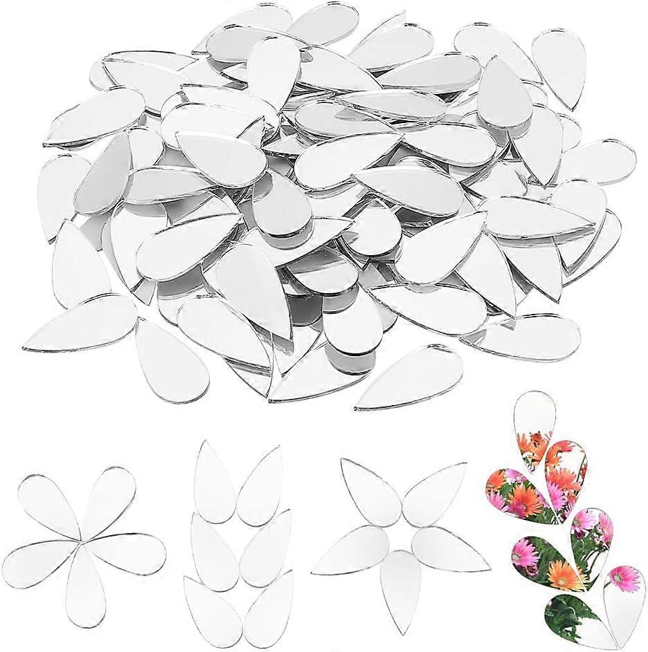 500pcs Teardrop Craft Mirrors 0.5x1 Inch Small Mirror Tiles Non-Stick Mini Glass Mirror Tiles DIY Mirror Teardrop Mini Mirrors for Crafts Art Wall Doo