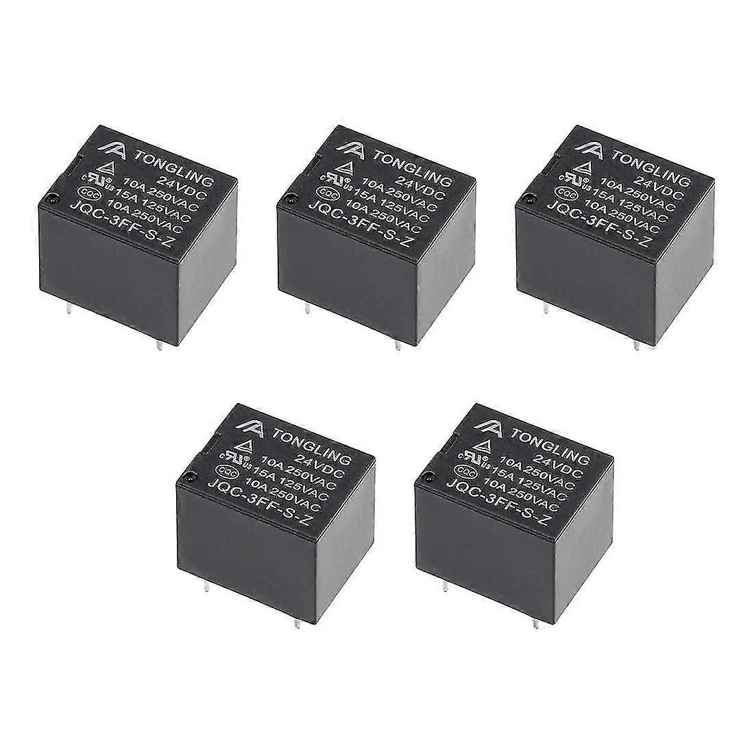 5 Pcs Jqc-3ff-s-z Dc 24v Coil Spdt 5 Pin Pcb Electromagnetic Power Relay
