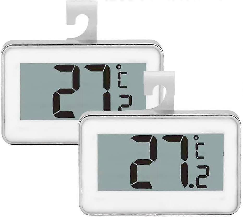 Geladeira e Freezer Termômetro Conjunto de 2 com Gancho Suspenso (Branco)