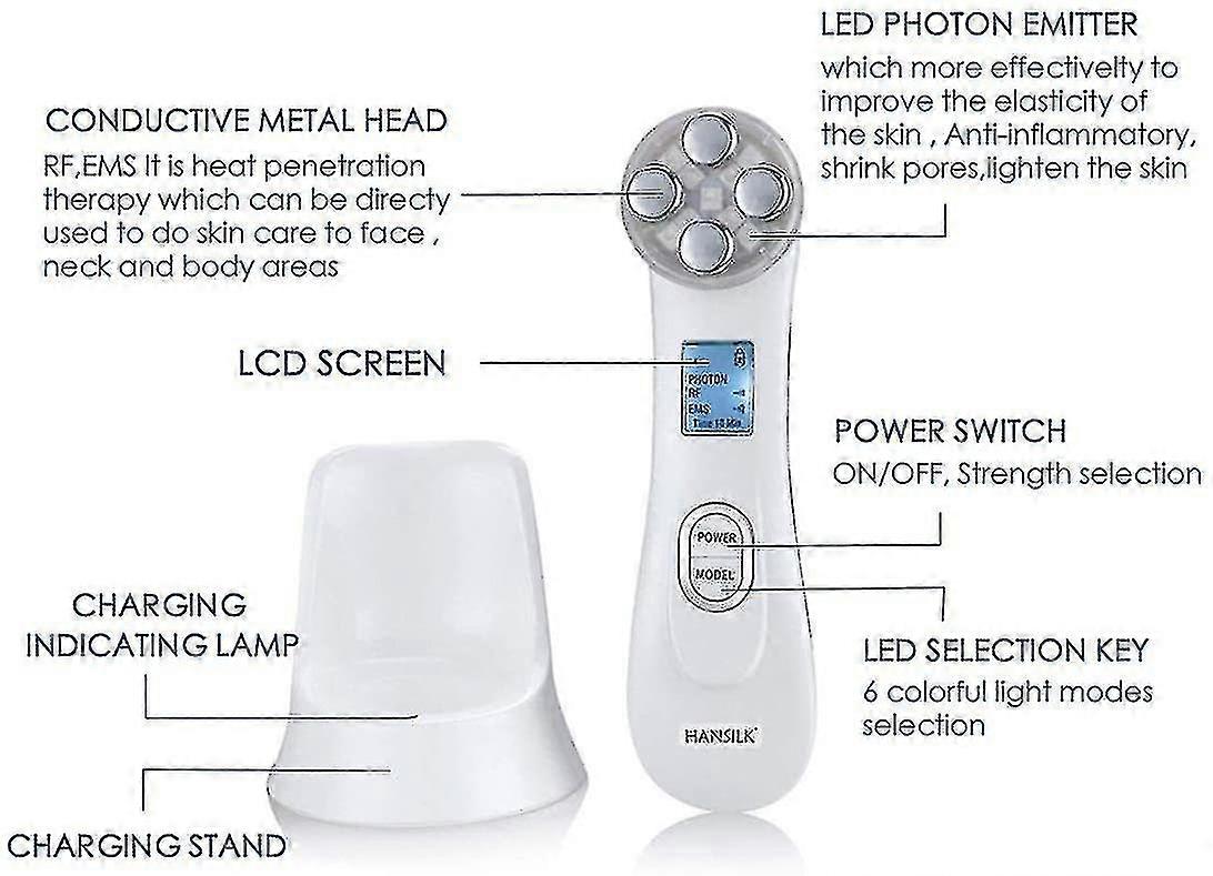 Wrinkle Remover Machine 5 In 1facial Skin Tightening Beauty Device Improves The Appearance Of Skin Damaged By Wrinkles Age Or Uv Rays(black)