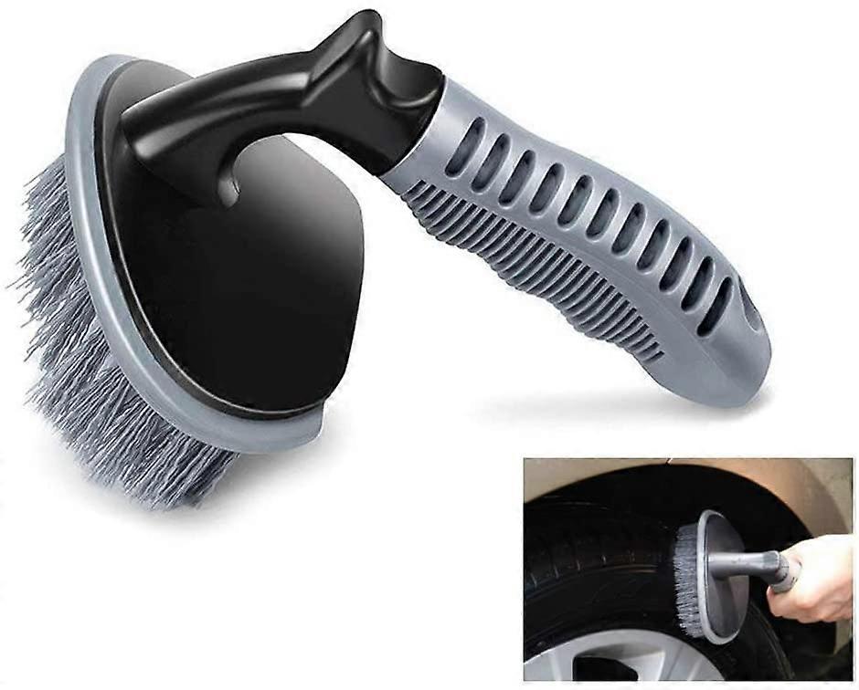 Tire wash brush with universal rubber handle, high quality