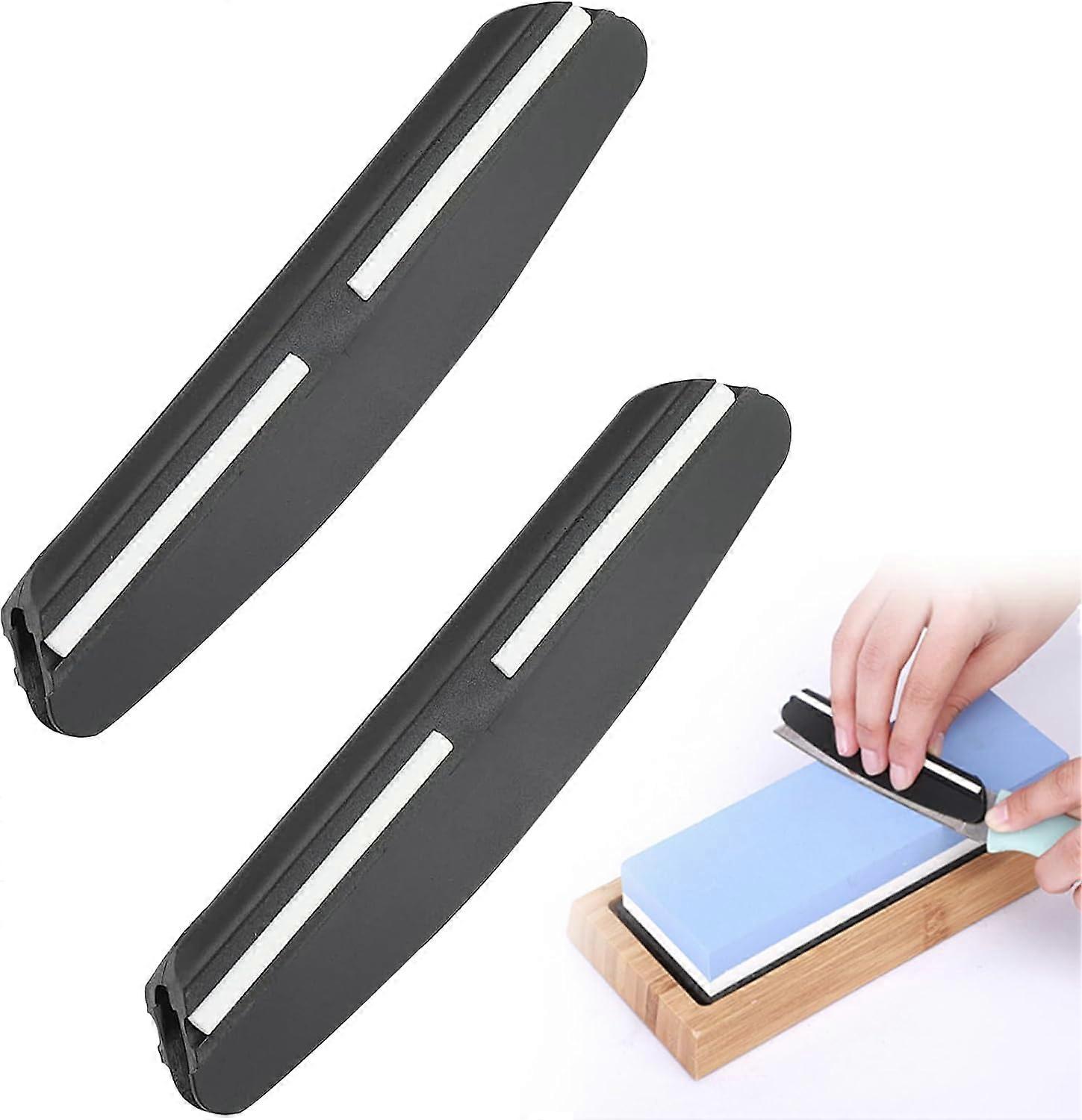 2-Pack Portable Knife Sharpener Angle Rail Holder Sharp Professional Kitchen Knife Sharpener Whetstone Angle Rail Accessories (Black)