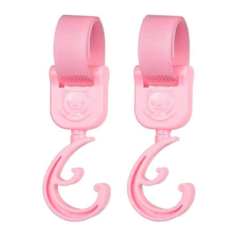 2Pcs Baby Stroller Hooks Double Layer Anti-slip Portable Rotating Cartoon Bear Pram Clips for Home