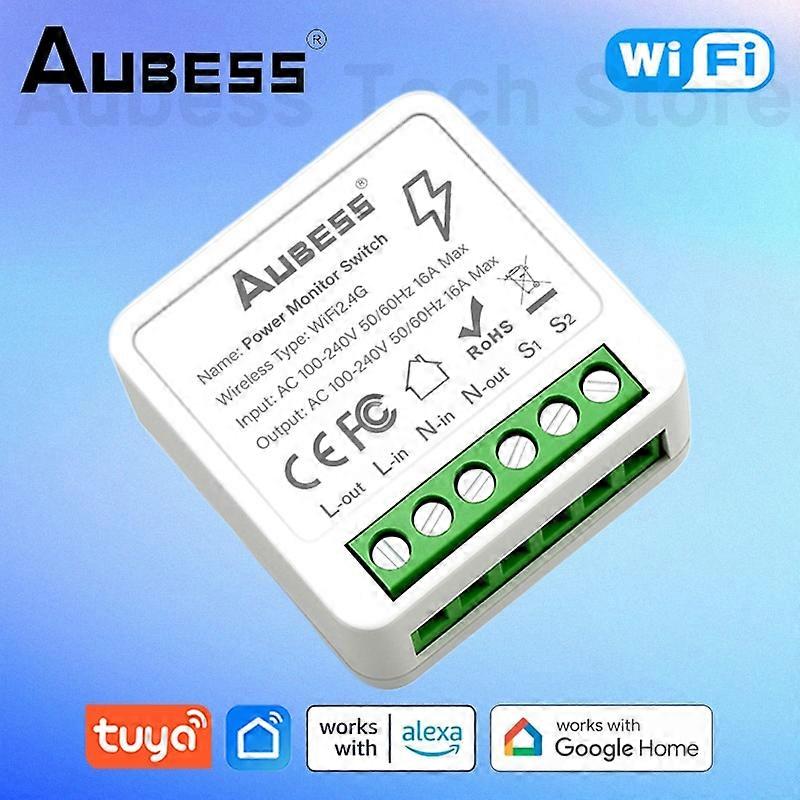AUBESS Tuya Smart Home Gadgets Mini WiFi Smart Switch Lysbryter Relé Modul Stemmekontroll For Alexa Alice Google Assistant