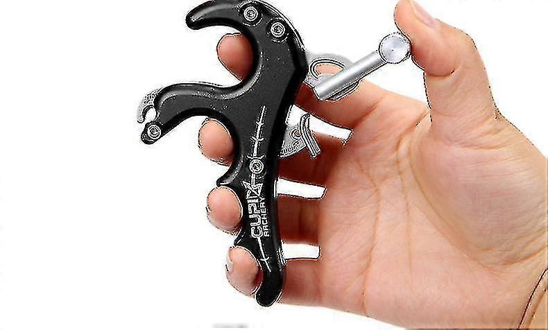1pcs Archery Thumb Trigger, 4 Finger Archery Release Aid Grip Archery Thumb Caliper Compound Bow Shoot Hunting Tool Partsblack
