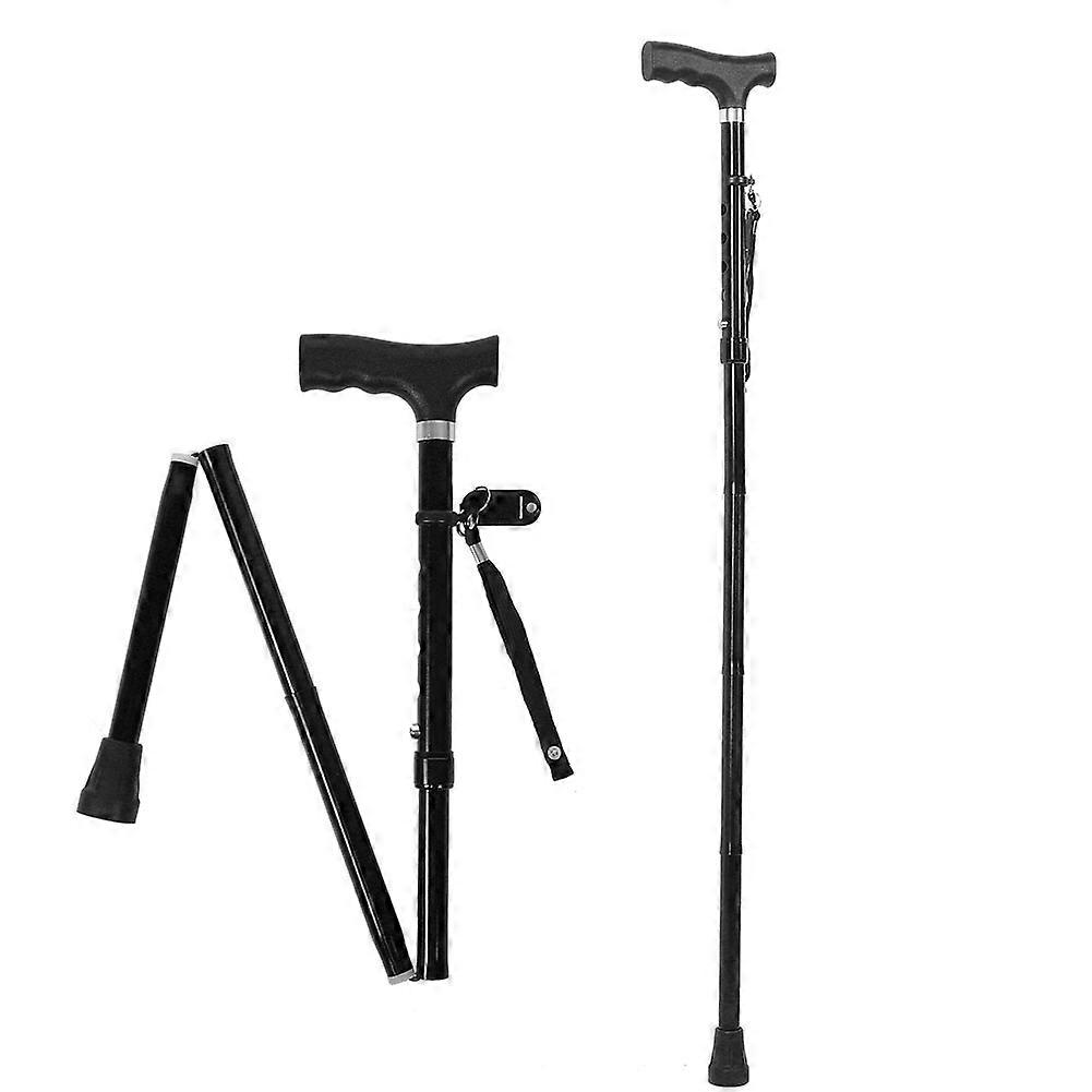 Foldable Walking Cane Adjustable Height Handle Crutch Folding Trekking Hiking Pole
