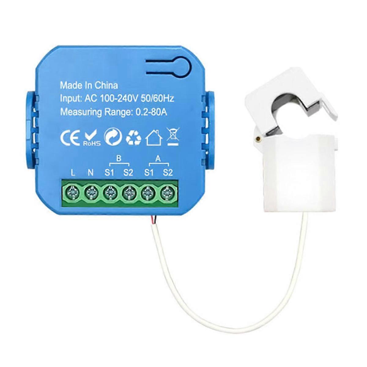 Tuya Smart 2 Way WiFi Energy Meter Bidirection 1/2 Channel with Clamp App Monitor Solar Produced an