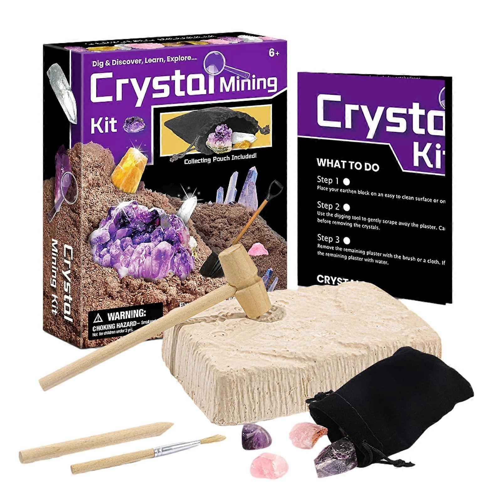 Crystal Mining Kit, gesimuleerde Gemstone Dig Kit met Dig Brick inclusief Random Style Crystal Stones Mining Tools Nieuw