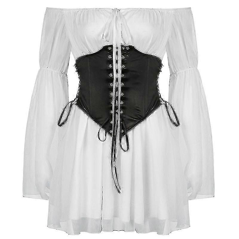 نمط الشاطئ خمر الشيفون اللباس مع مشد ضمادة جوفاء خارج Bustier البراري شيك توهج الأكمام فساتين 2 قطعة مجموعة