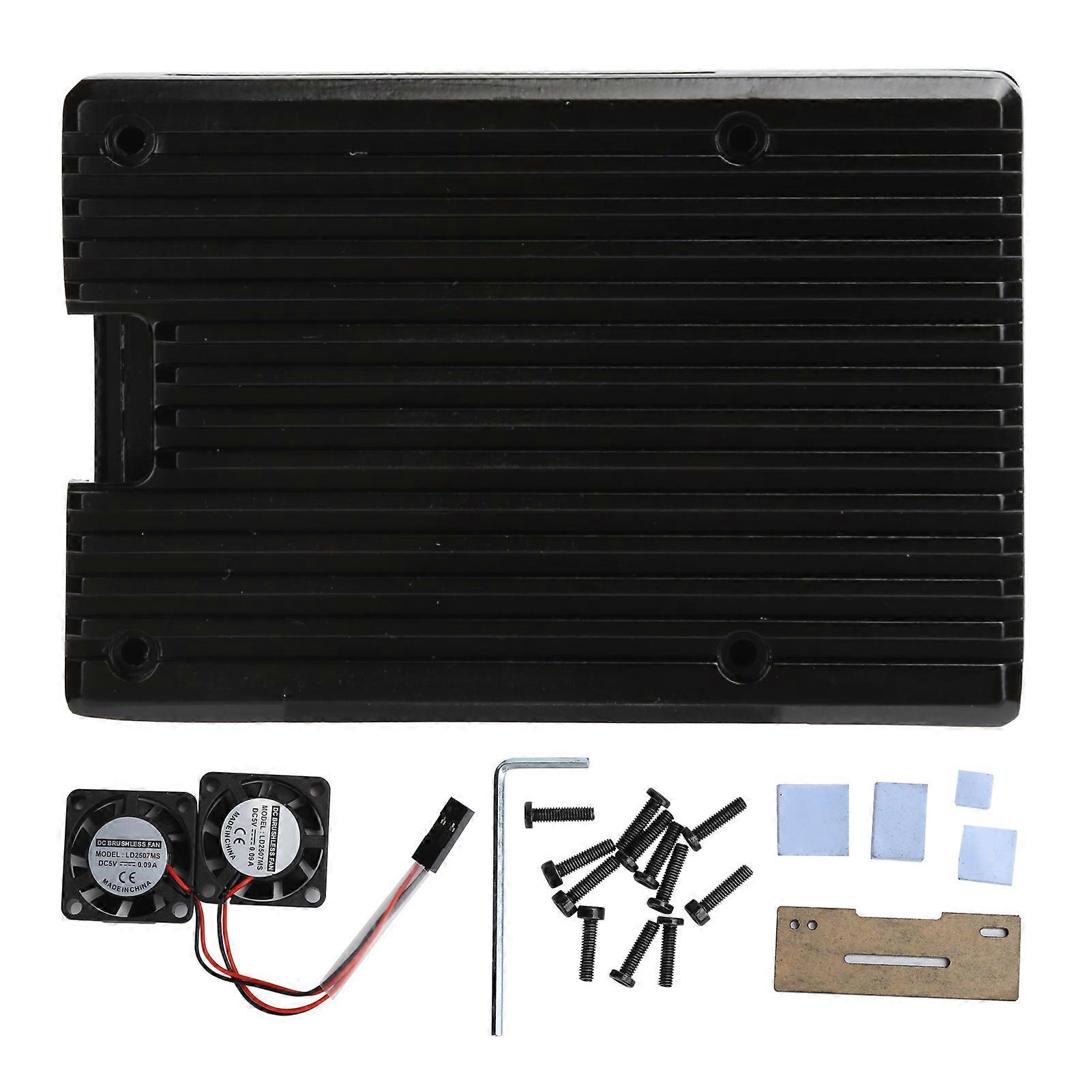 Aluminum Alloy Case Shell with Dual Fan Passive Heat Dissipation for Raspberry Pi 4BDual Fan