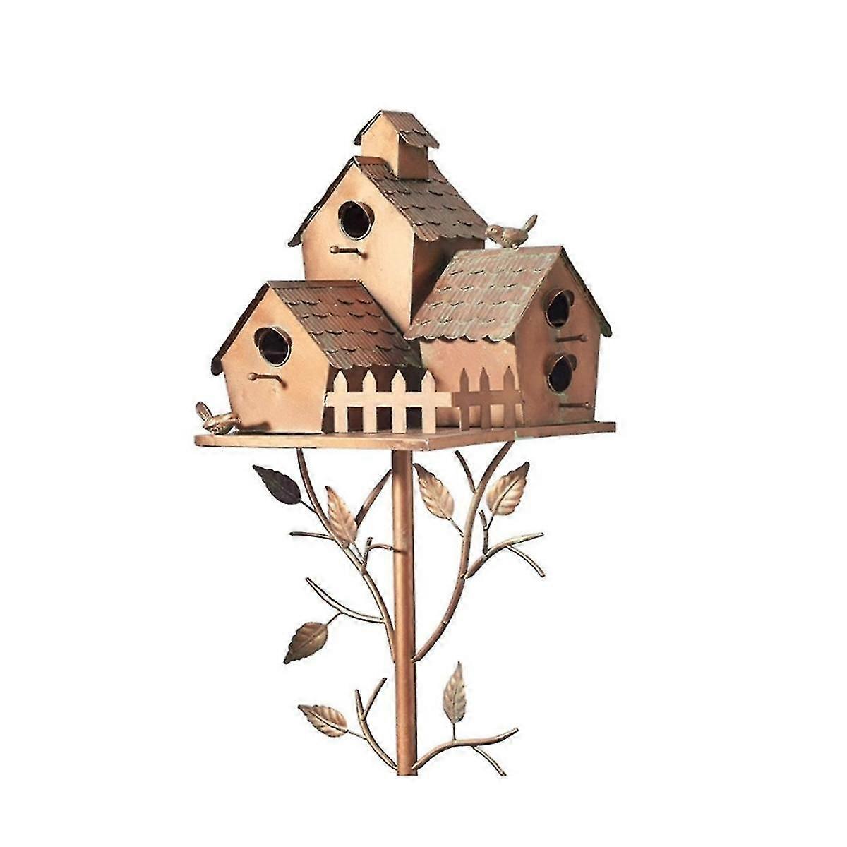 Garden Bird House With Pole Metal Bird Feeders Garden Stakes Bird Houses For Courtyard Backyard Pat