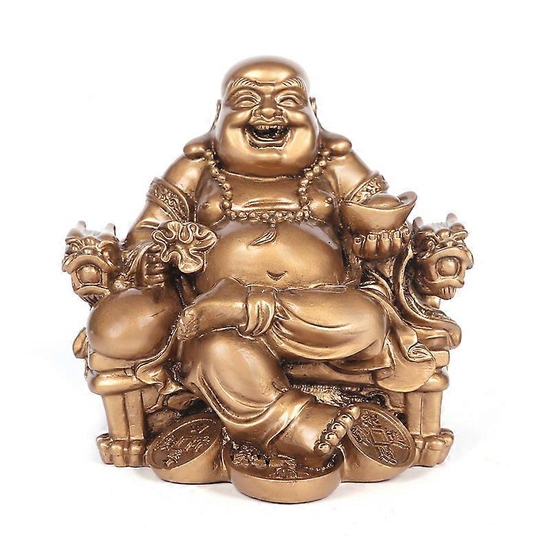 Resin Dragon Chair Laughing Buddha Statue Retro character lucky ornaments Chinese Buddha Statue Home decoration accessories