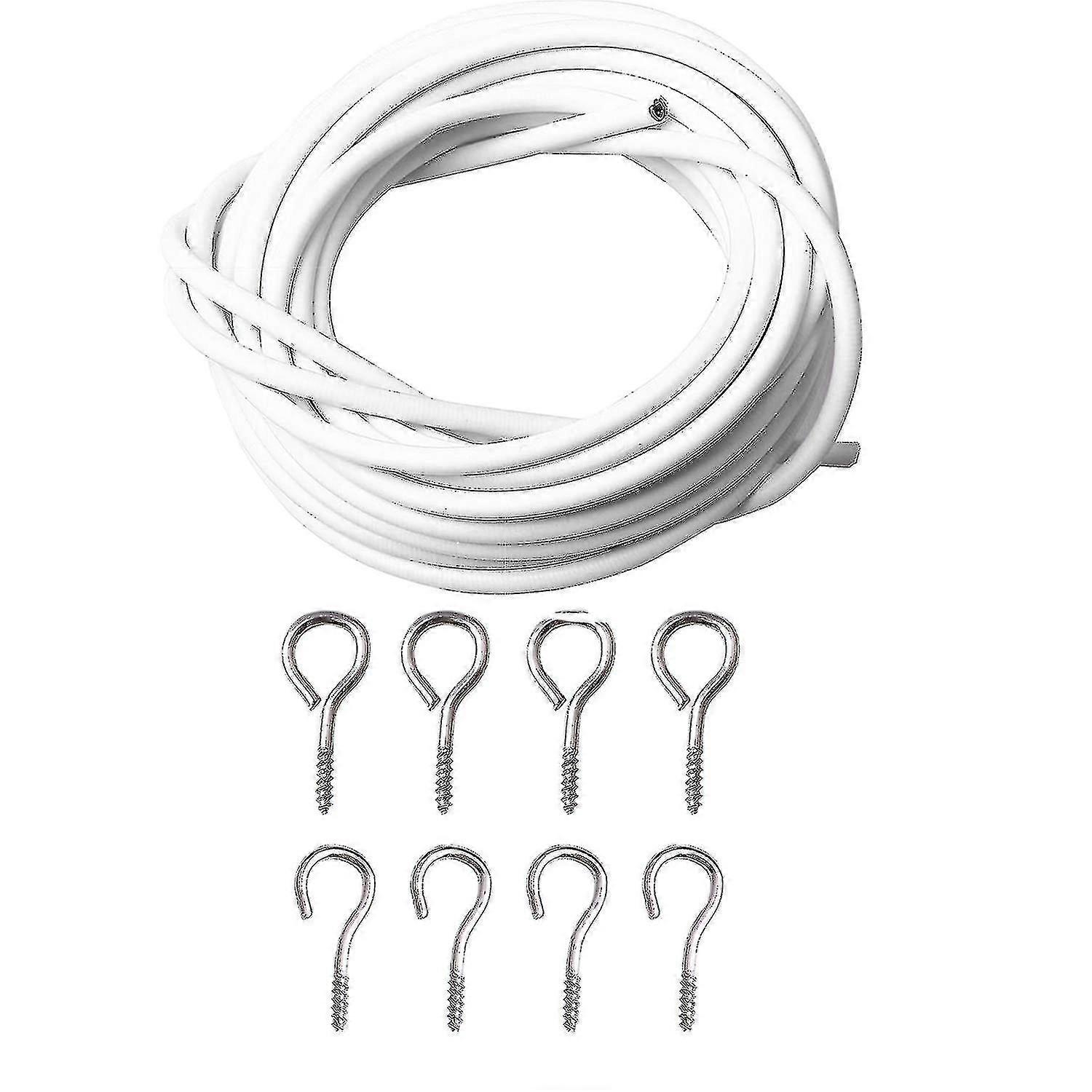 Curtain Wire And Hooks Set, 3 Meters Net Curtain Wirewith 8pcs Screw-in Hooks For Net Curtain Rod Chumian
