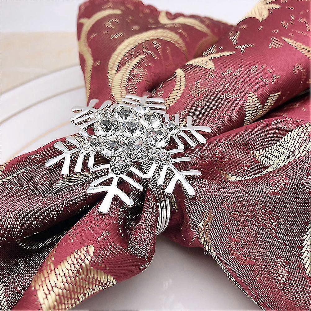 4 قطع ندفة الثلج منديل خواتم الفضة الفوار منديل الأبازيم المعدنية منديل أصحاب الطعام