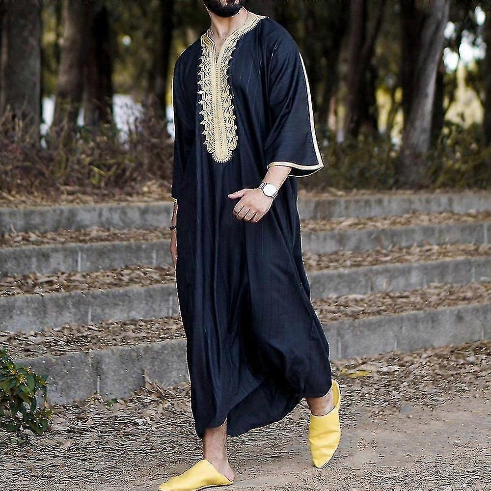 Men Islamic Clothing Muslim Dubai Arabic Kaftan Robe Dresses Lapel Shirt |  Fruugo NO