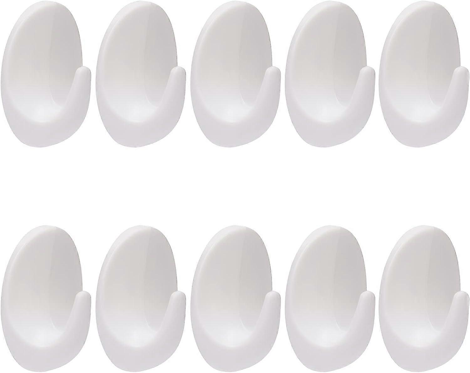 Wall Hooks White, Plastic Hooks Self Adhesive Hooks Wall Hanging Hooks No Drilling White Reusable Hooks Stick on Removable Wall Hooks Plastic Sticky H