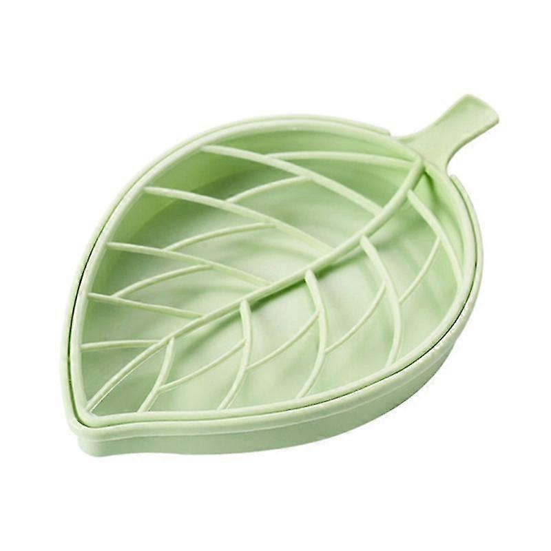Soap Dish Green Creative Leaf Shape Double Layer Soap Dish Colorful Non-slip Soap Box