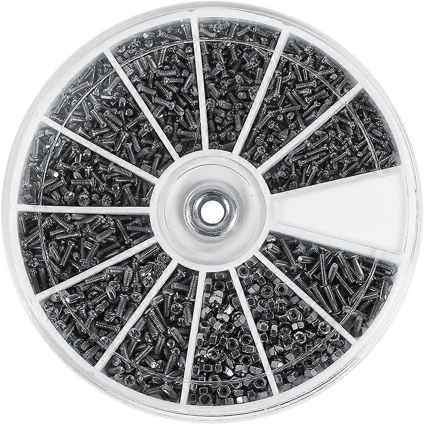 Assorted Bolts - Box of 600Pcs Round Countersunk Head Phillips Cross Recessed Head Bolts in 304 Stainless Steel with Hex Nuts