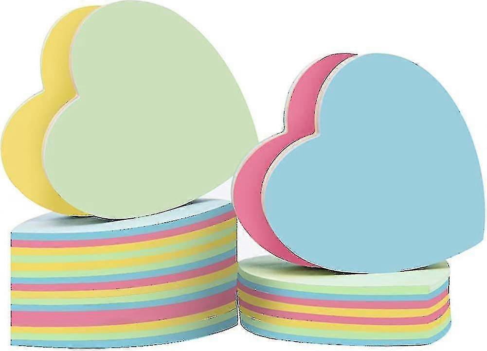 Sticky Notes Heart Shaped - 10 Pads 76x76mm Self Stick Post Memo Cute Mixed Color For Office Acsergery Gift