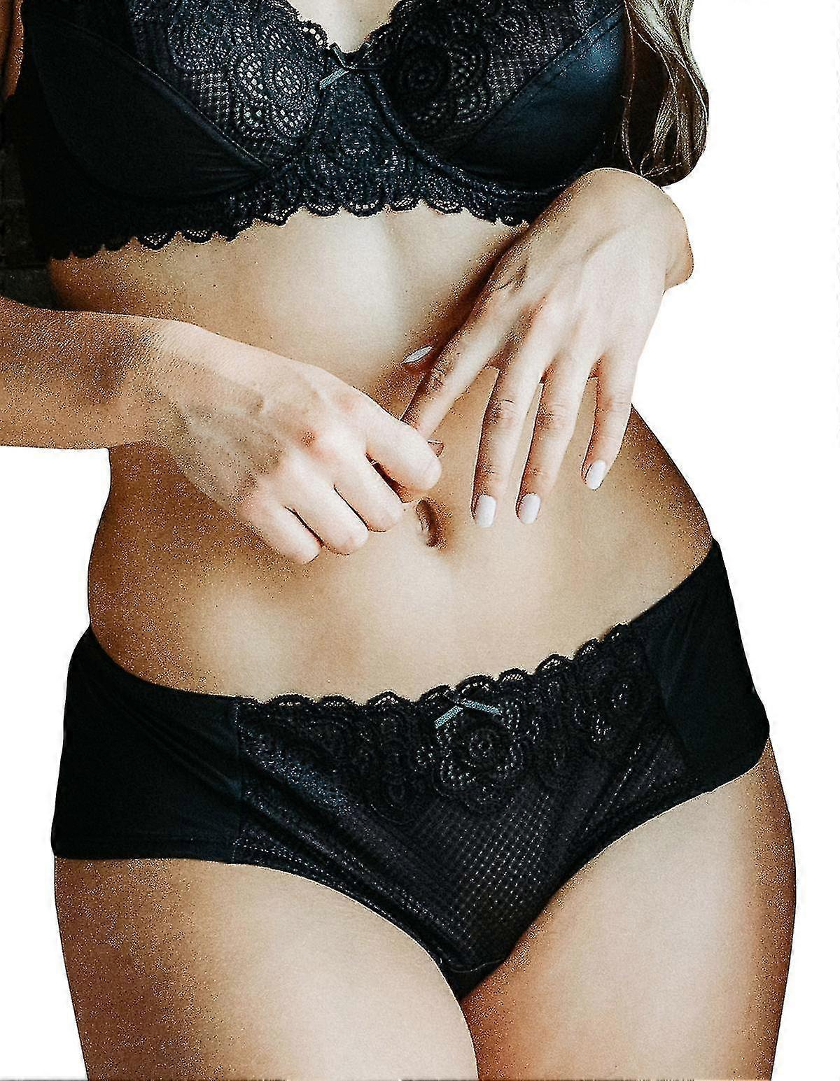 82267-B Damen Höschen aus schwarzer Spitze