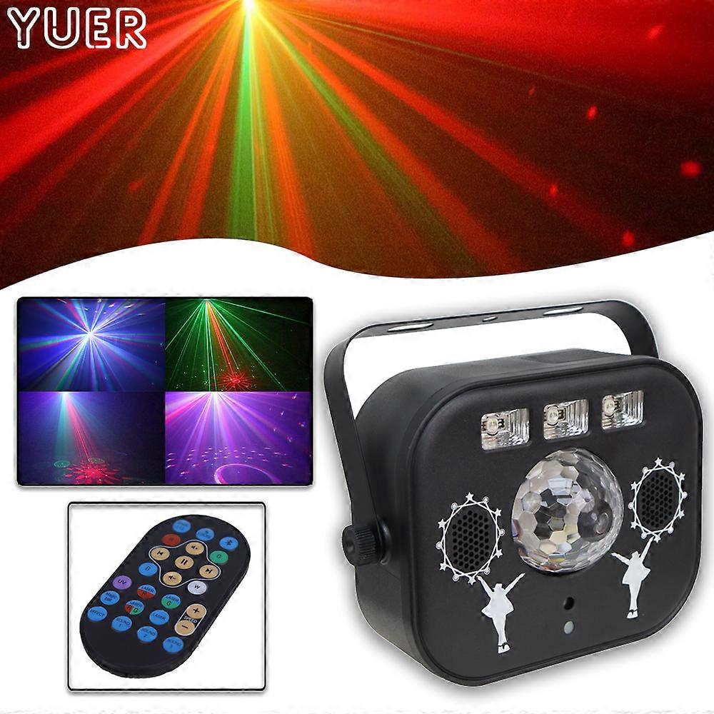 Multifunctionele stroboscoop LED RGBW UV Laser Beam Kerstmis Bruiloft Party Bluetooth Audio Effect Stage Verlichting Dj Disco Remote DMX