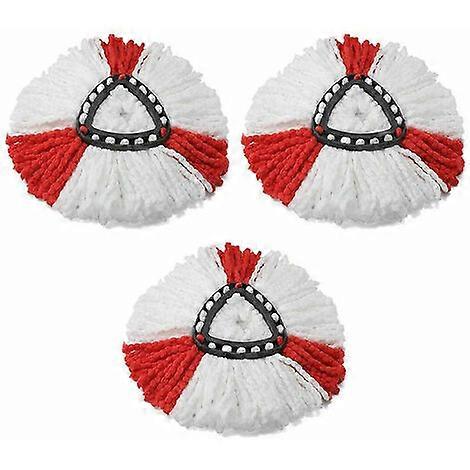 (3 Pack) Mop Heads Compatible with vileda/O-Cedar Easywring 2 in 1 Turbo Mop, Replacement Head, Microfiber, Red, White
