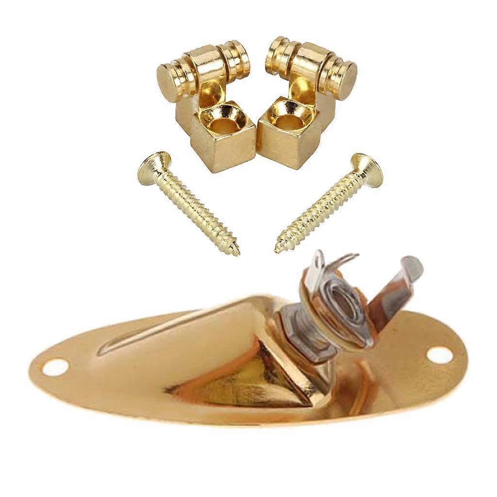 Gilded Output Jack Socket with 2 Sets String Retainer for Electric Guitar