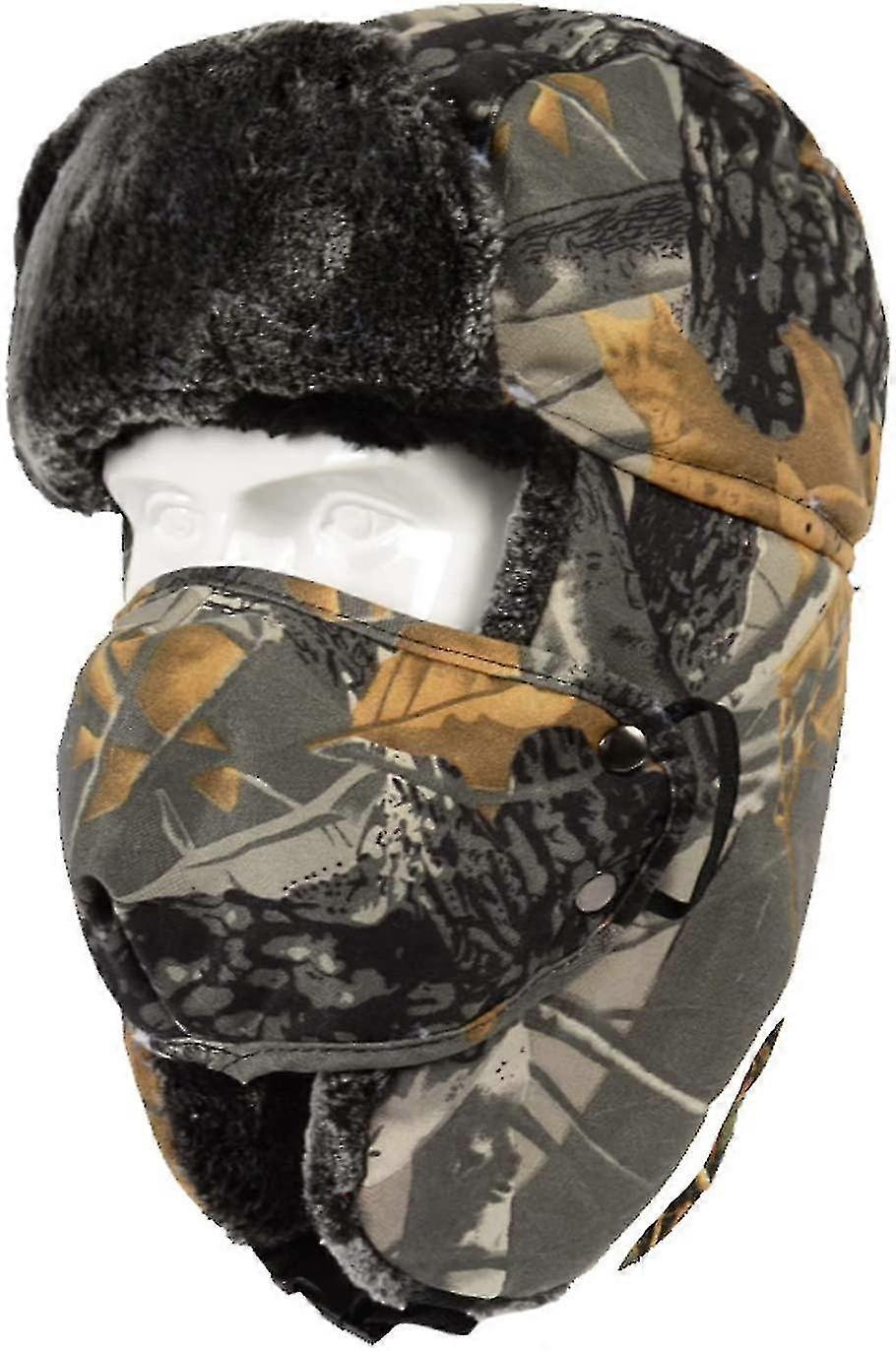 Winter Camouflage Bomber Catcher Hat, Warm Earmuff Hat With Windshield