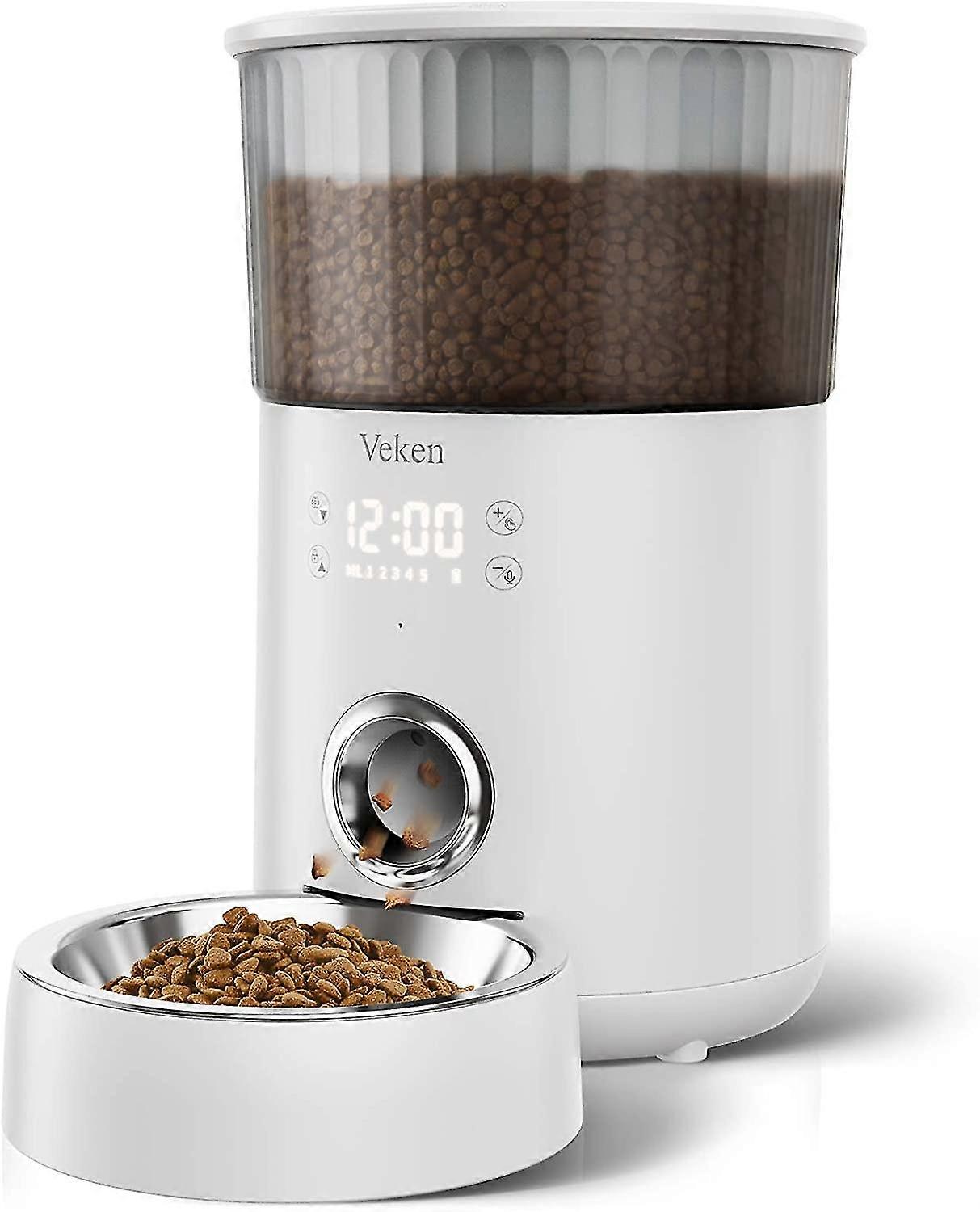 Automatic Cat Feeder, 135oz / 4 Liter Pet Food Dispenser, With Programmable Timer, Portion Size Control