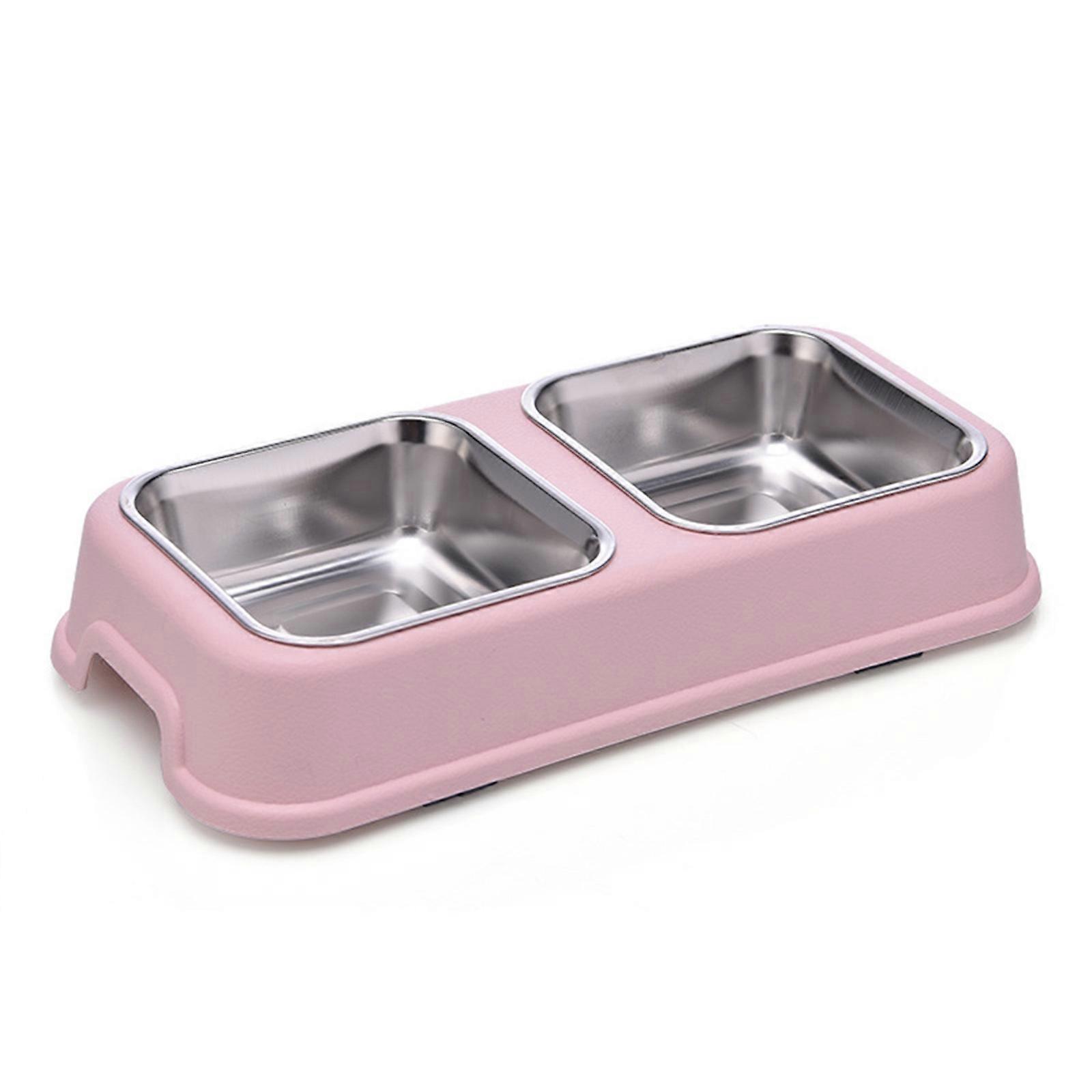 مزدوجة الكلاب الأوعية القابلة للإزالة الفولاذ المقاوم للصدأ وعاء الحيوانات الأليفة عدم الانزلاق محطة البلاستيك