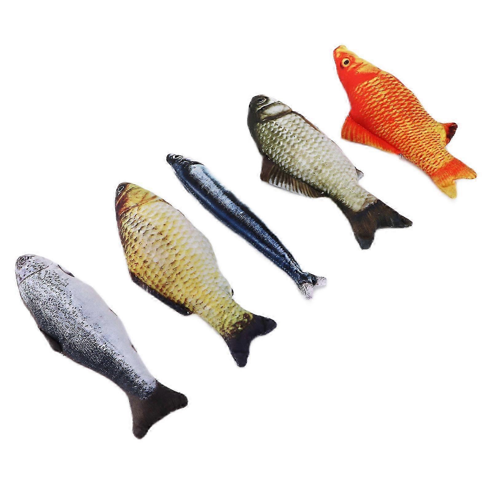 Plush Cat Toy Fish Set with Catnip for Biting Chewing and Kicking