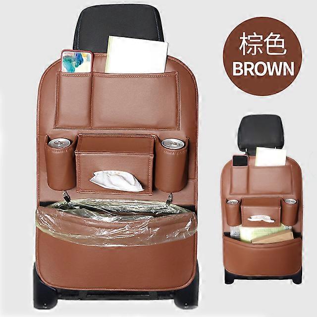 Leather Car Backseat Organizer Rear Row Childrens Seat Back Hanging Storage Bag Shelf Garbage Can Trash Tissue Bottle Organiser