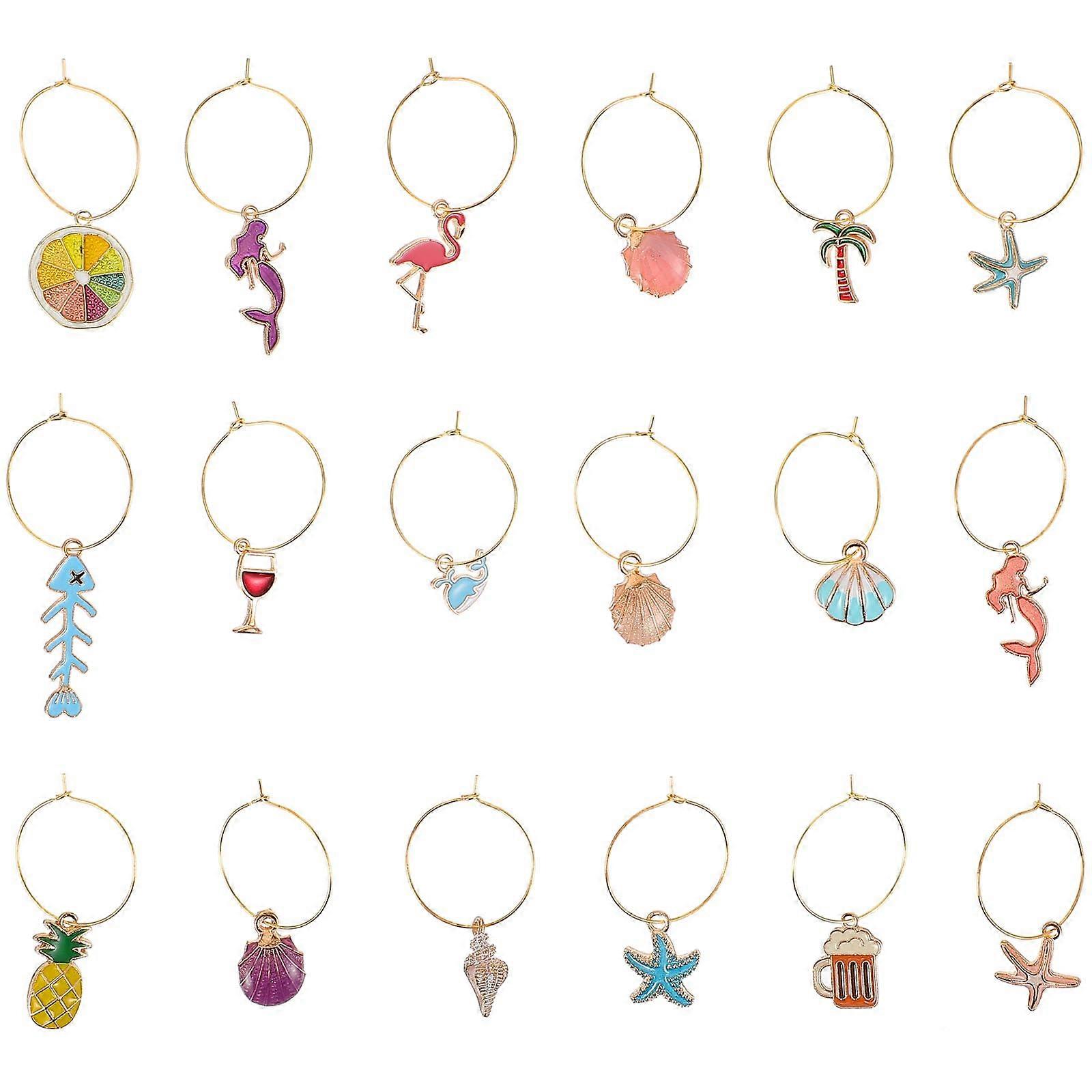 18 יח 'הוואי מתנה הוואי זכוכית קסם קוקטייל צ'ארמס שתייה מזהים צ'ארמס בקבוק יין ים