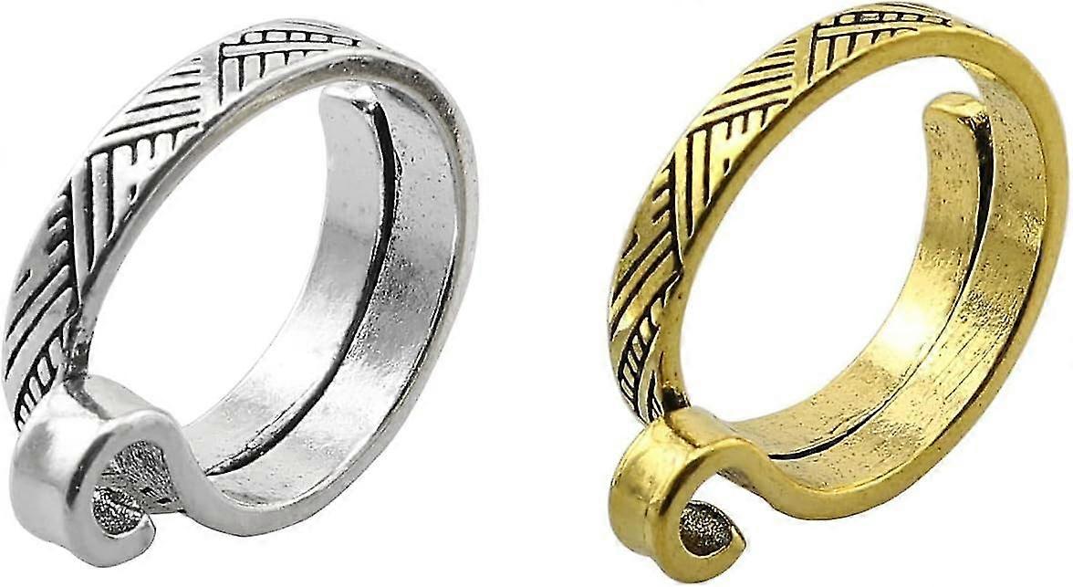 4 Pcs Adjustable Hook Knitting Crochet Supplies - Finger Thimbles And Loop Rings