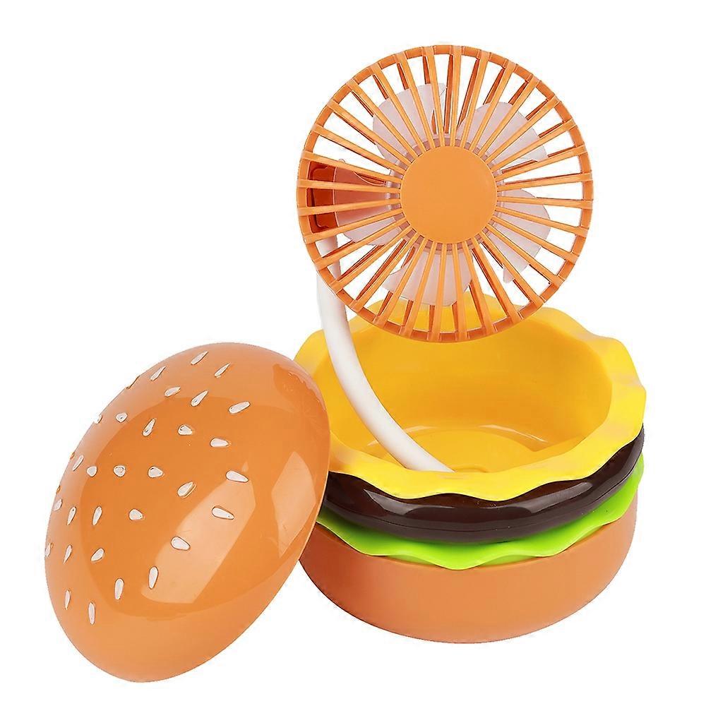 Hamburger Shaped Mini Desktop Fan with Cosmetic Mirror