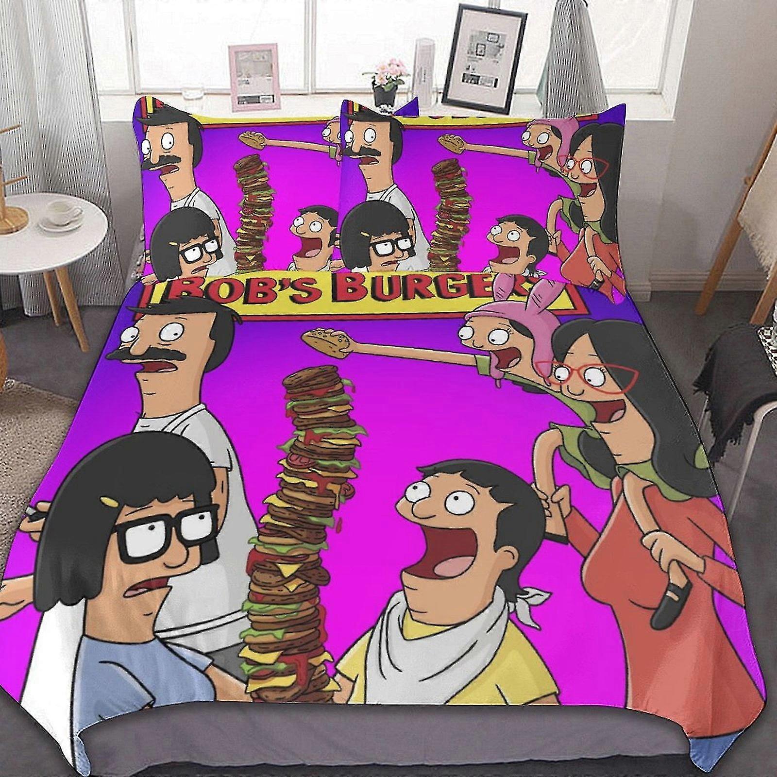 b1576 ملاءات السرير بيلشر فاميلي بوب. ق بوب. إس برجر طقم مفروشات 3 قطع 1 غطاء لحاف و 2 غطاء وسادة ملاءات gb1576