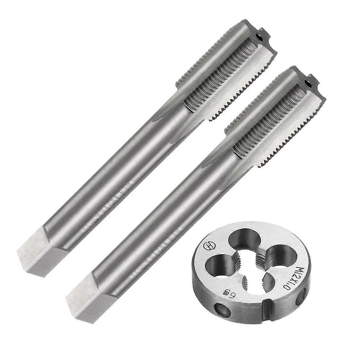 3Pcs Tap and Die Set, Metric M12 X 1 Thread Taps & Round Die, Tapping Threading Tool Tap & Die Kit