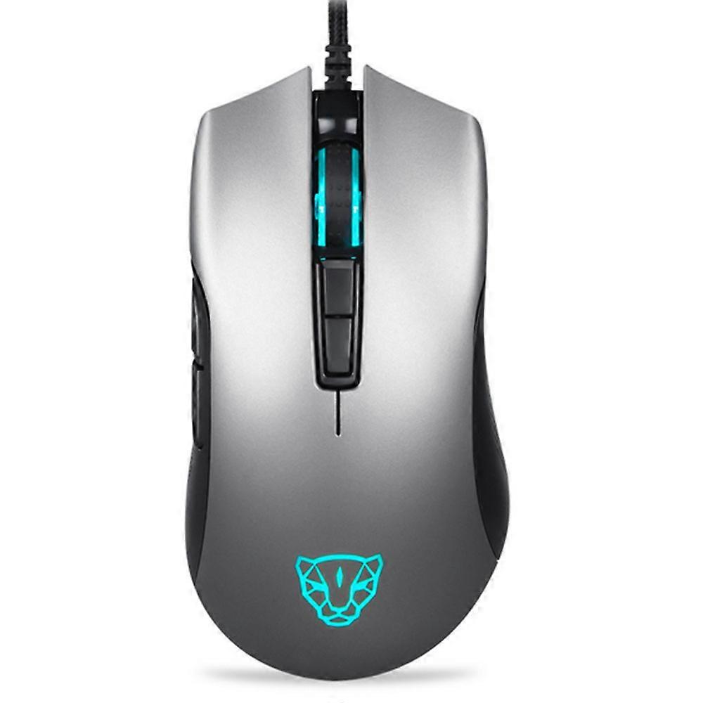 Wired Gaming Mouse Optical Sensor Chroma RGB Lighting - 7 Programmable Buttons Mechanical Switch-3360 Titanium Silver