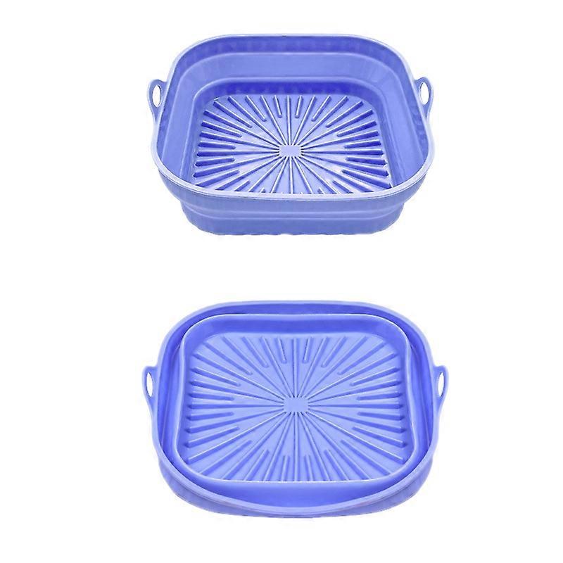 2pcs Air Fryer Mat Baking Tray, Specification: Square Blue Square Blue