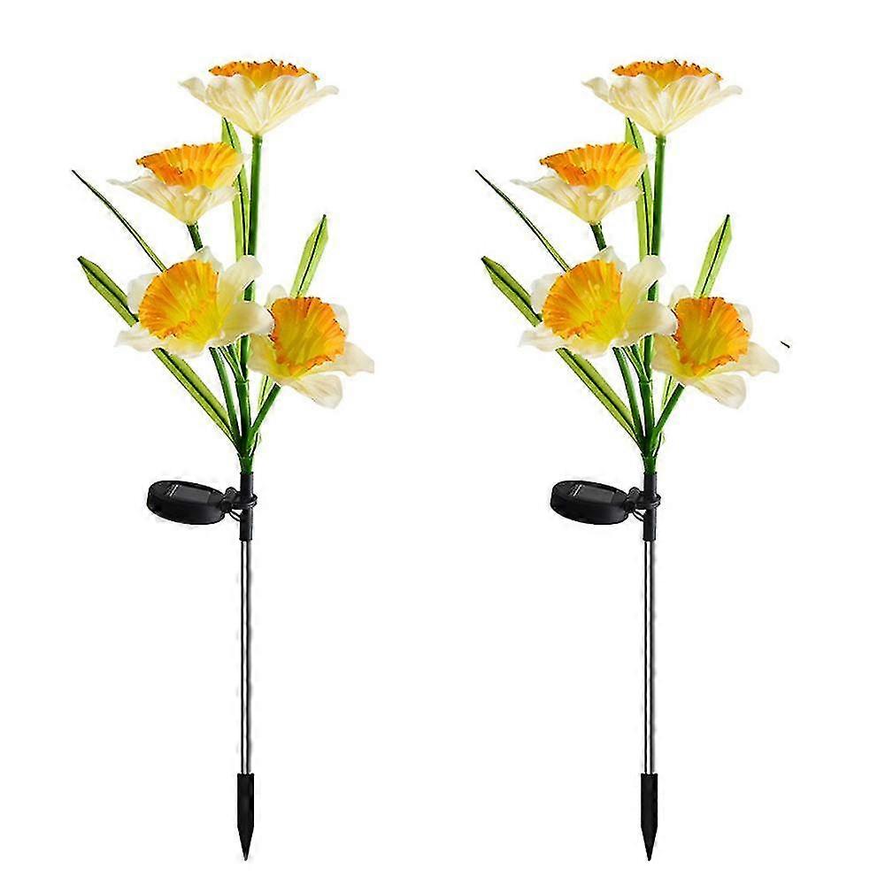 String Lights 2 Pack Solar Daffodil Lights Decorative Path Lights for Backyard Path Walkway Lawn White