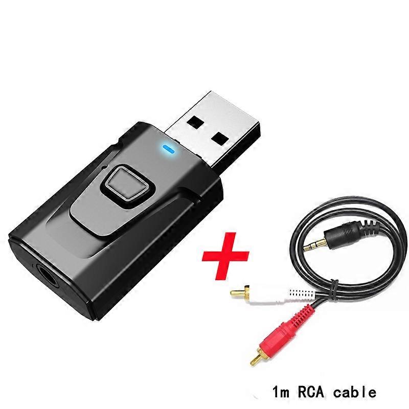 VAORLO 4 IN 1 USB Bluetooth 5.0 Adapter 3.5MM AUX Stereo With Mic Handsfree Wireless Audio Receiver Transmitter For PC TV Carkit
