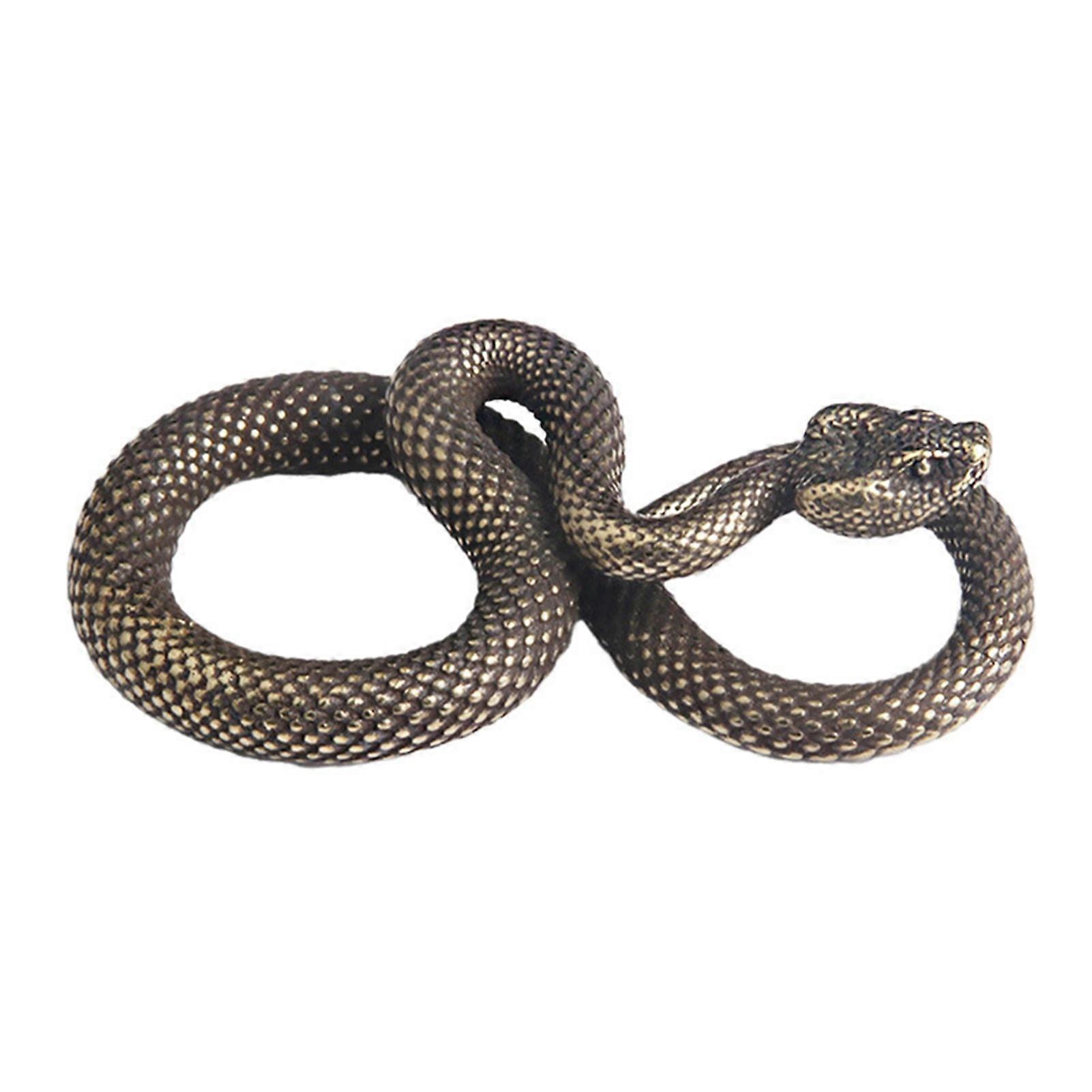 High Simulation Snake Figurine Fantasy Brass Vintage Style Snake Statue for Office